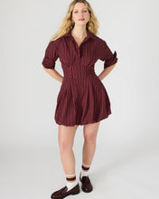 ARIELLE MINI DRESS - Wine Striped