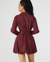 ARIELLE MINI DRESS - Wine Striped