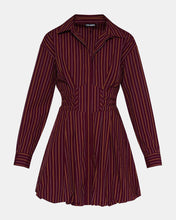 ARIELLE MINI DRESS - Wine Striped