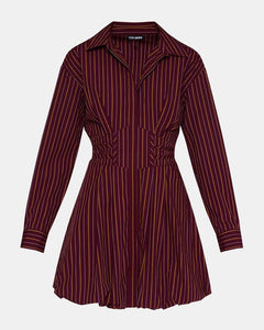 ARIELLE MINI DRESS - Wine Striped