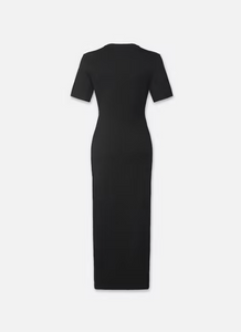 RUCHED FRONT TIE DRESS - Black