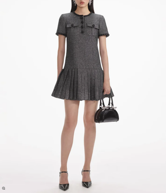 METALLIC BOUCLE MINI DRESS