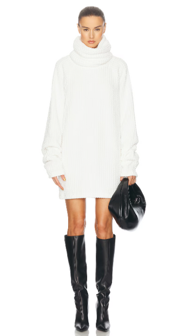 OVERSIZED TURTLENECK MINI DRESS - Snow White