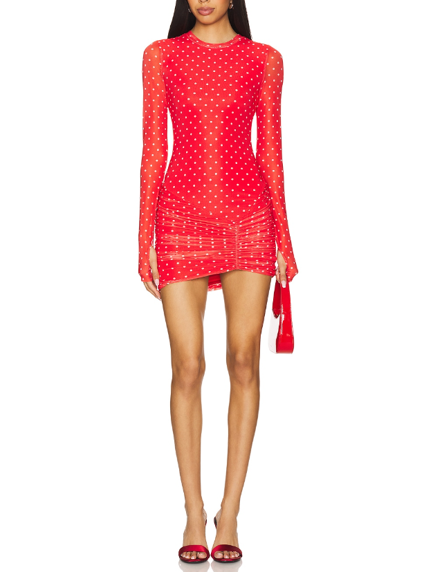 MIRZA DRESS - Red with White polka dot