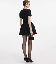 BLACK CREPE SHORT SLEEVE MINI DRESS