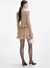 GOLD LUREX PEPLUM KNIT MINI DRESS