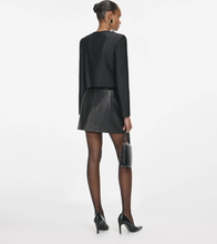 BLACK TAFFETA EMBELLISHED TRIM JACKET