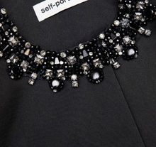 BLACK TAFFETA EMBELLISHED TRIM JACKET