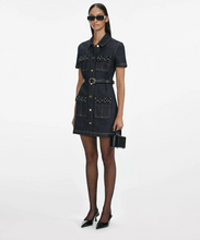 INDIGO DENIM CRYSTAL TRIM MINI DRESS