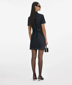 INDIGO DENIM CRYSTAL TRIM MINI DRESS