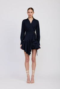 PRUDENCE SURPLICE MINI DRESS - Navy