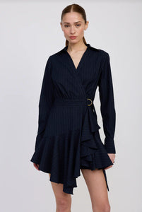 PRUDENCE SURPLICE MINI DRESS - Navy