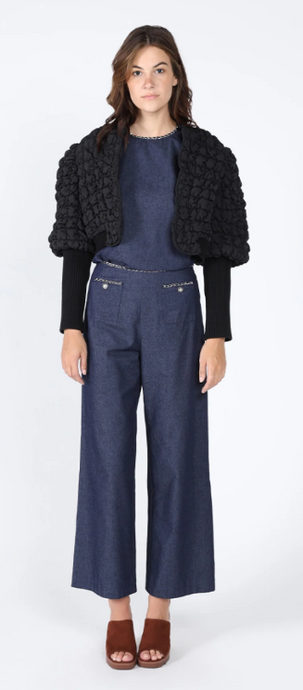 QUILTED CROPPED JACKET - Black