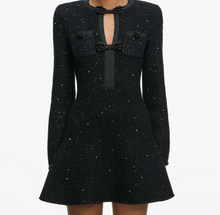 BLACK SEQUN KNIT MINI DRESS