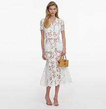 LACE COLLARED MIDI DRESS - White