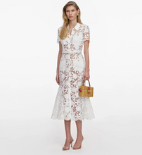 LACE COLLARED MIDI DRESS - White