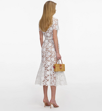 LACE COLLARED MIDI DRESS - White