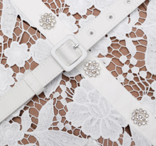 LACE COLLARED MIDI DRESS - White