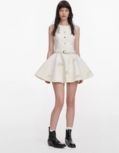BRODERIE DENIM MINI DRESS - Cream