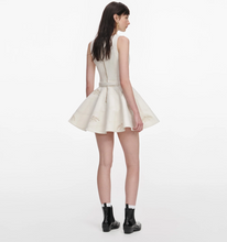 BRODERIE DENIM MINI DRESS - Cream