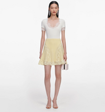 POINTELLE KNIT MINI SKIRT - Yellow