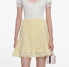 POINTELLE KNIT MINI SKIRT - Yellow