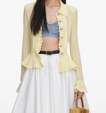 POINTELLE CARDIGAN - Yellow