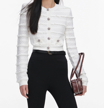 POINTELLE DIAMANTE CARDIGAN - White