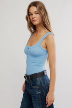 CLEAN SLATE HENLEY TANK - Blissful Blue