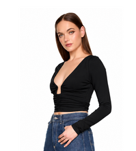 ANGLE WIRE GATHERED TOP - Black