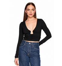 ANGLE WIRE GATHERED TOP - Black