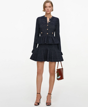 NAVY TEXTURED KNIT MINI DRESS