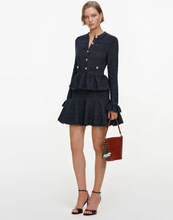 NAVY TEXTURED KNIT MINI DRESS
