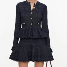 NAVY TEXTURED KNIT MINI DRESS