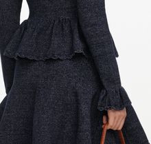 NAVY TEXTURED KNIT MINI DRESS