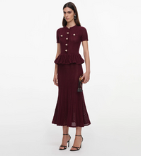 BURGUNDY PONTELLE KNIT MIDI DRESS