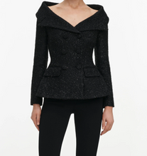 BLACK METALLIC BOUCLE JACKET