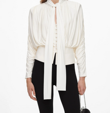 CREAM TIE NECK TOP