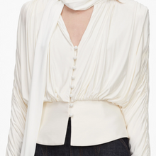 CREAM TIE NECK TOP