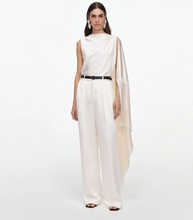 CREAM SATIN FRINGED SCARF TOP