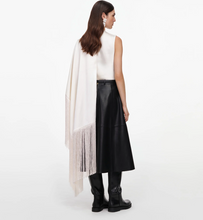 CREAM SATIN FRINGED SCARF TOP