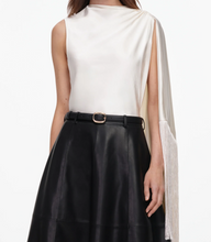 CREAM SATIN FRINGED SCARF TOP