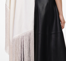 CREAM SATIN FRINGED SCARF TOP