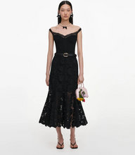 BLACK LACE MIDI SKIRT