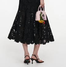 BLACK LACE MIDI SKIRT