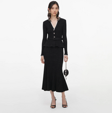 LUREX RIB NKIT MIDI DRESS - Black