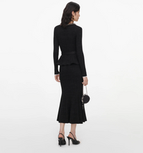 LUREX RIB NKIT MIDI DRESS - Black
