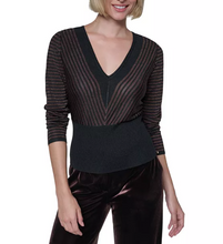LUREX STRIPE PULLOVER - Black/Copper