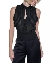 RUFFLE KNIT TOP - Black