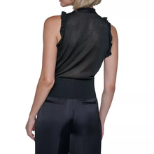 RUFFLE KNIT TOP - Black